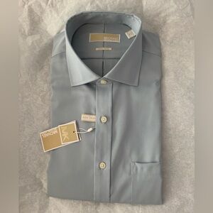 NWT Michael Kors Men's Steel Gray Non-iron Dress Shirt. MSRP $98